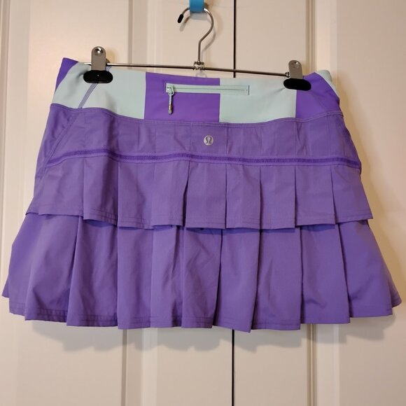 Lululemon Women's Power Purple White Built-in Shorts Pace Setter Run Skirt - Picture 3 of 10
